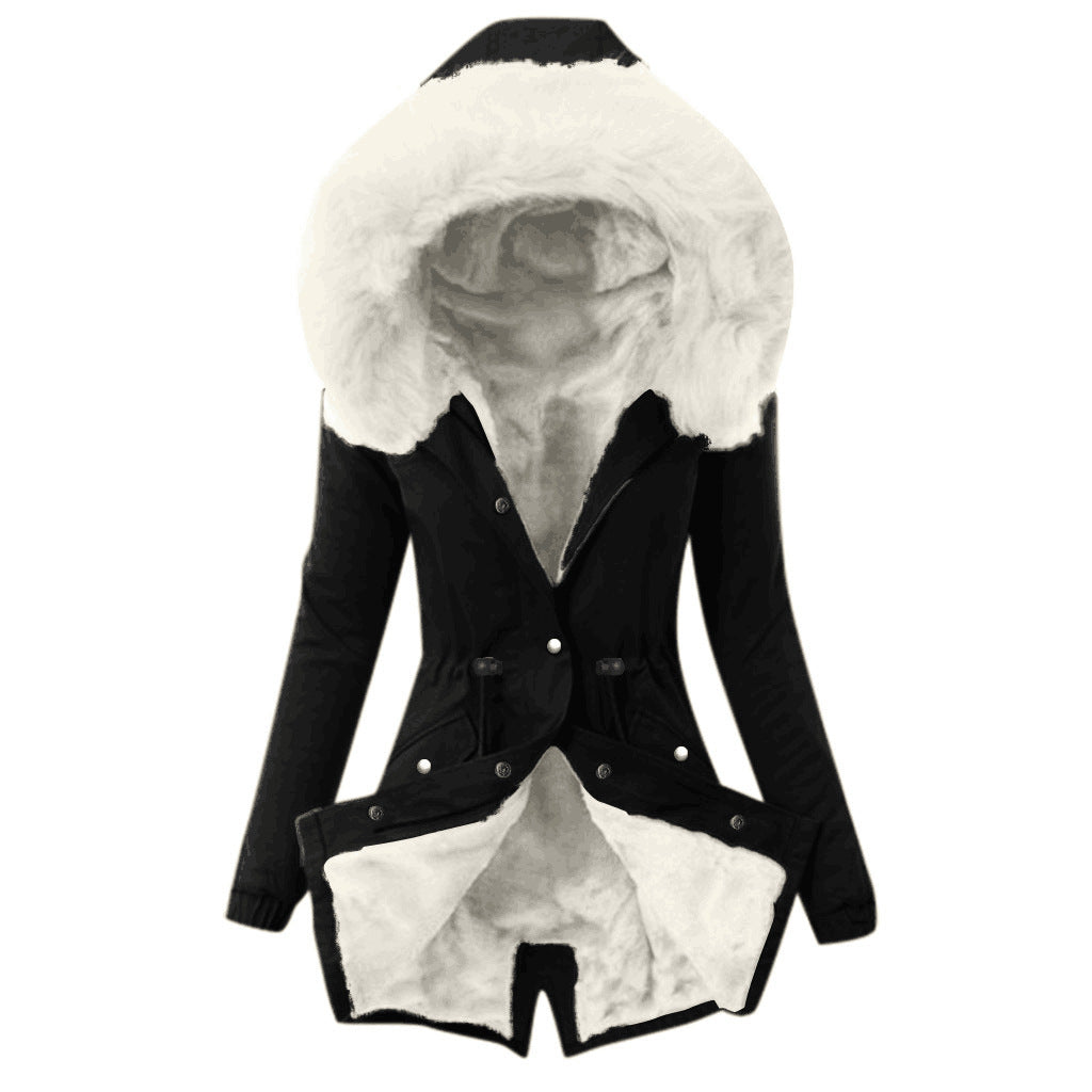Ladies parka lined with faux fur collar Lune London