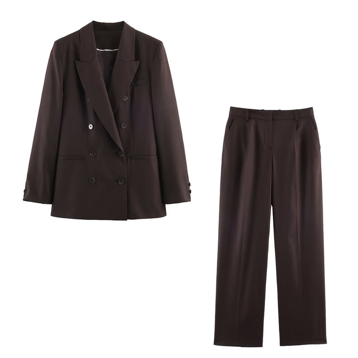 Women's high-waisted, straight-cut suit trousers with crease Amarae