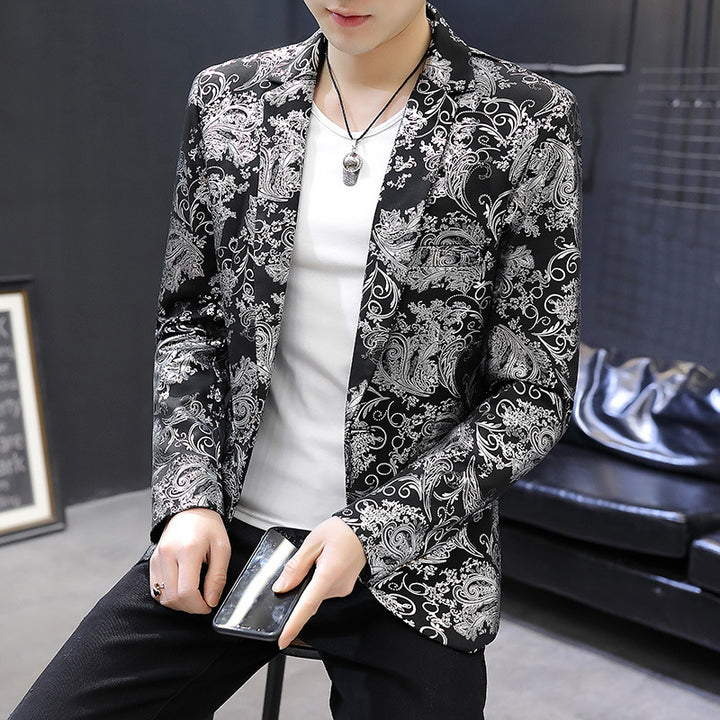 Men's Elegant Smoking Jacket with Floral Jacquard Pattern Lune London