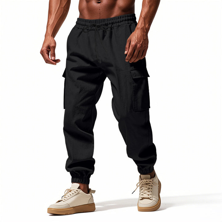 Men's cargo jogger pants with elastic waistband and practical side pockets Lune London