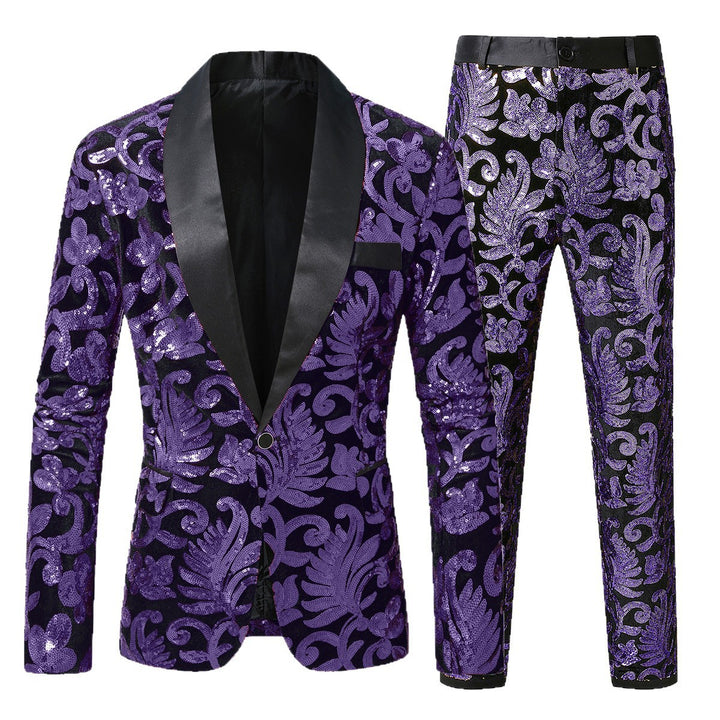 Sparkling tuxedo suit for men with floral sequin patterns Amarae