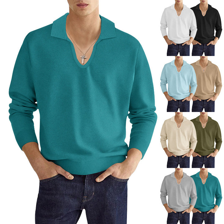 V-neck knitted top for men with structured design Lune London