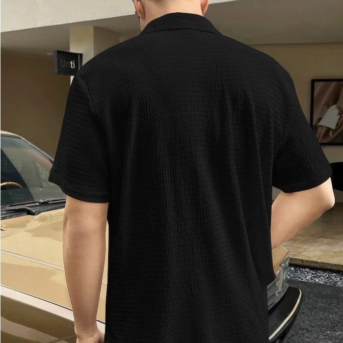 Casual short sleeve shirt for men with textured fabric Amarae