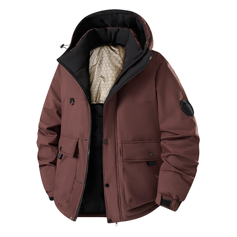 Men's Insulated Urban Parka with Stand-up Collar and Concealed Hood Amarae
