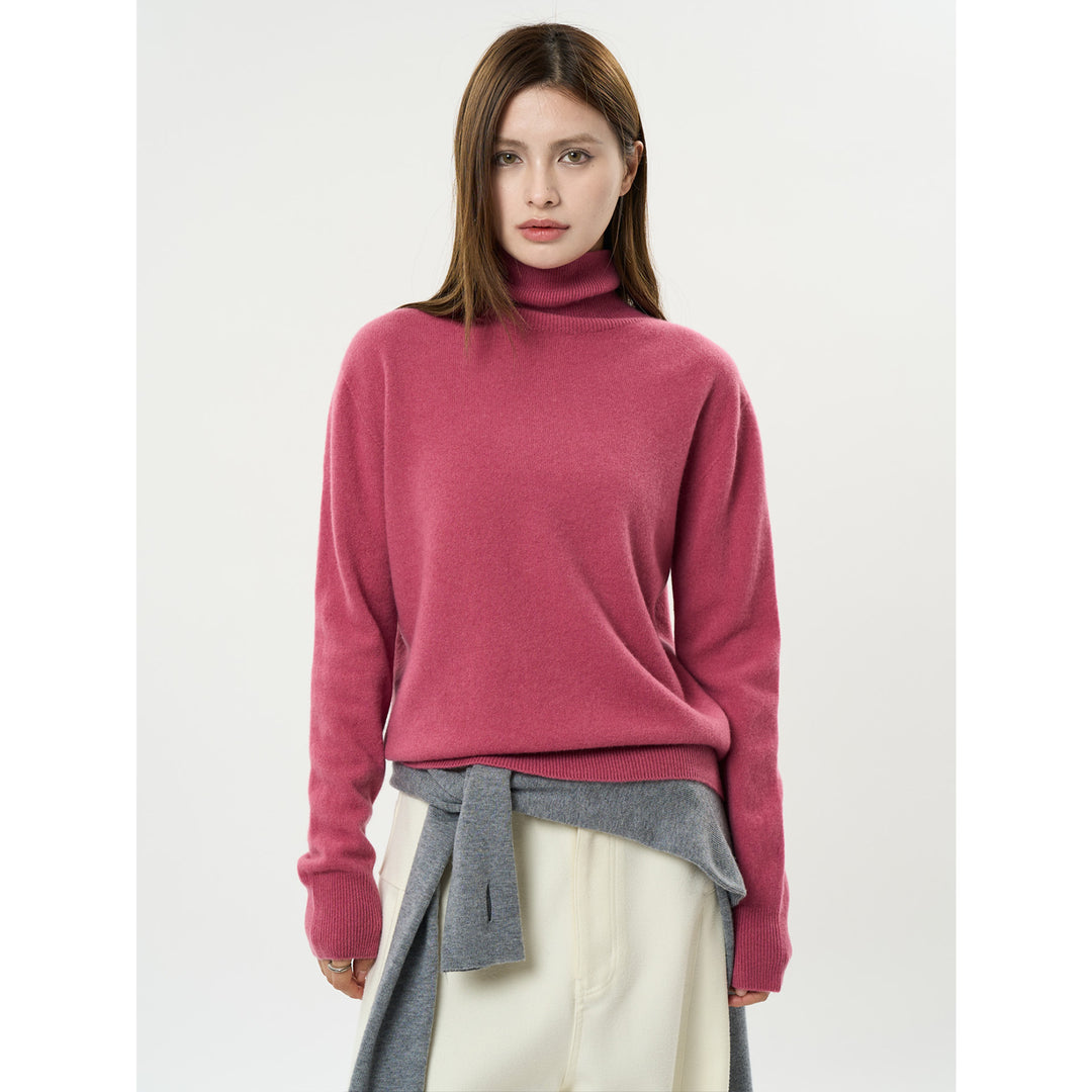Women's Fine Cashmere-Style Rollneck Sweater with Relaxed Fit and Ribbed Cuffs Amarae
