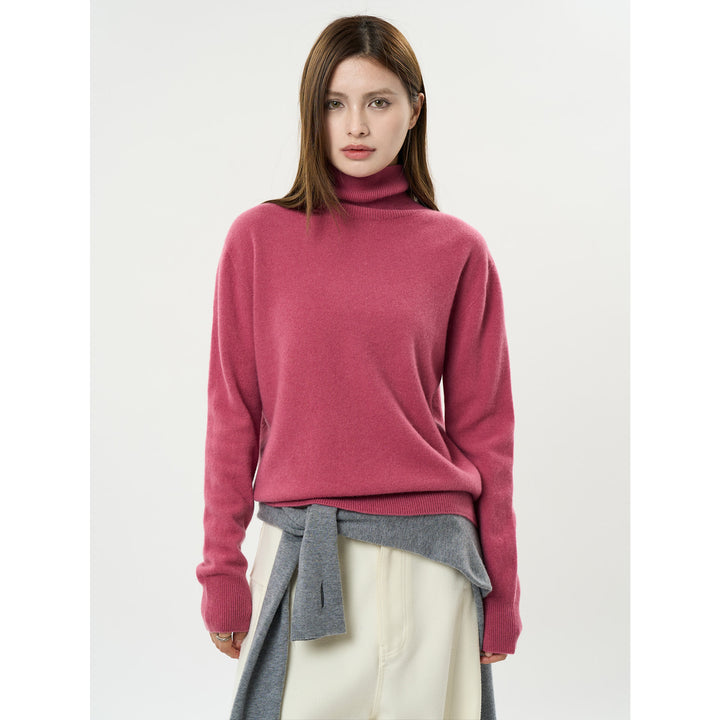 Women's Fine Cashmere-Style Rollneck Sweater with Relaxed Fit and Ribbed Cuffs Amarae