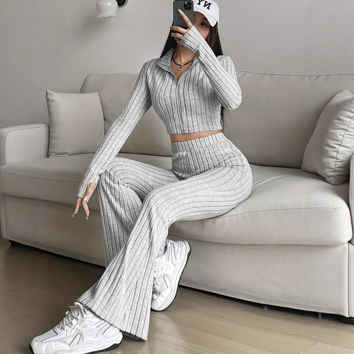 Ensemble de tricot décontracté pour femmes avec fermeture éclair Chic & Stil