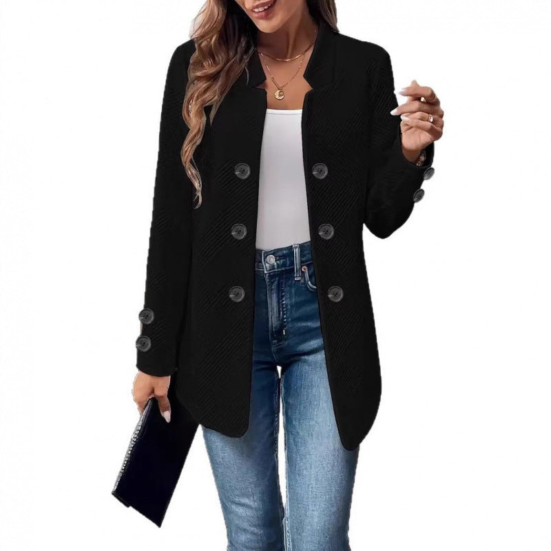 Women Tailored Long Blazer with Textured Quilted Look Amarae
