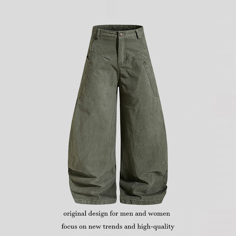 Women's Wide High Waist Canvas Culotte with Cargo Pockets and Balloon-Shaped Silhouette Amarae