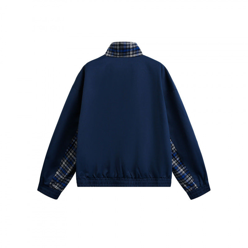 Men's lightly padded bomber jacket with check inserts and stand-up collar Amarae