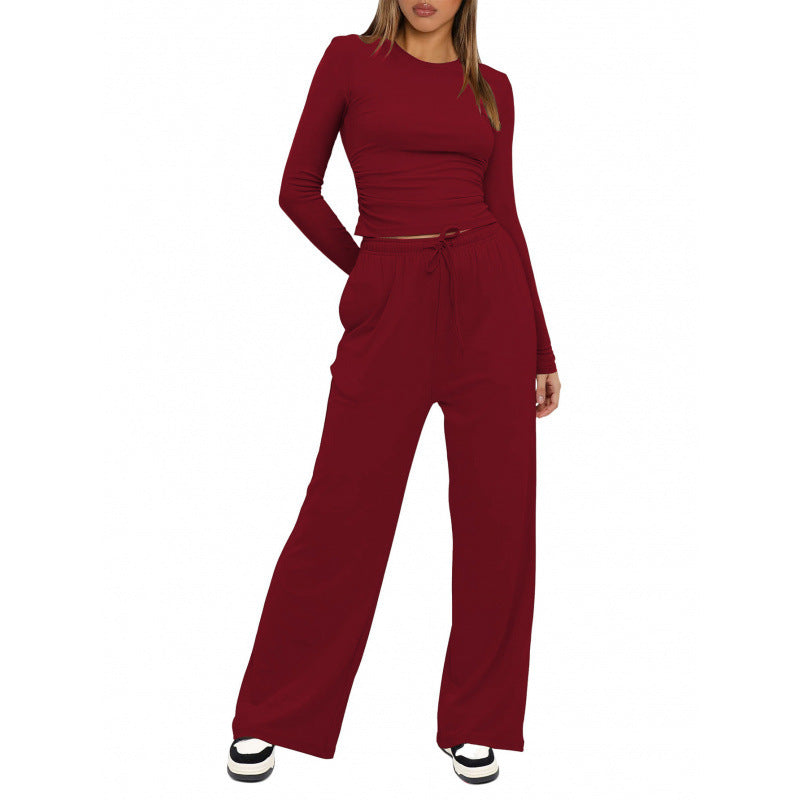 Women's Comfortable Lounge Set with Long-Sleeved Top and Loose-Fitting Pants Lune London