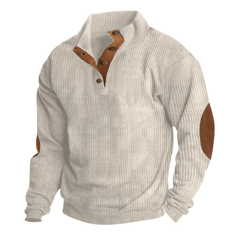 Wave-structured sweater for men with leather accents Lune London