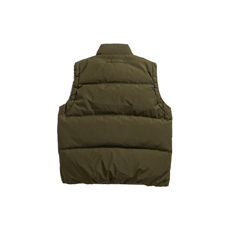 Unisex Padded Stand-Up Collar Vest with Two-Way Zipper and Drawstring Details Amarae