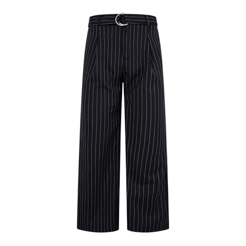 Women Wide Linen-Mix Culotte Pants with High Waist and D-Ring Belt Amarae