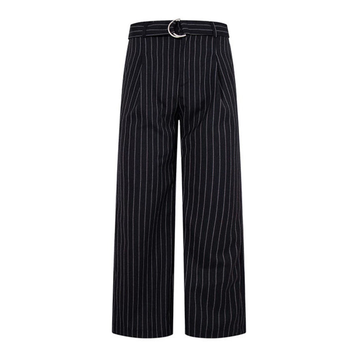Women Wide Linen-Mix Culotte Pants with High Waist and D-Ring Belt Amarae
