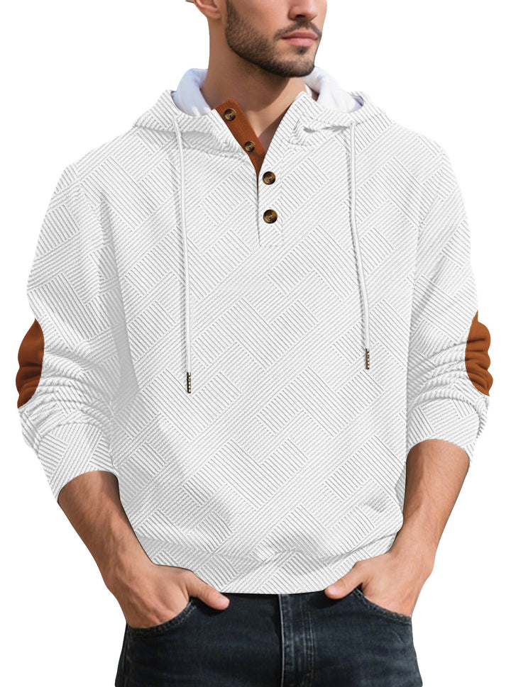 Trendy hooded sweater for men in textured material with chic and stylish accents