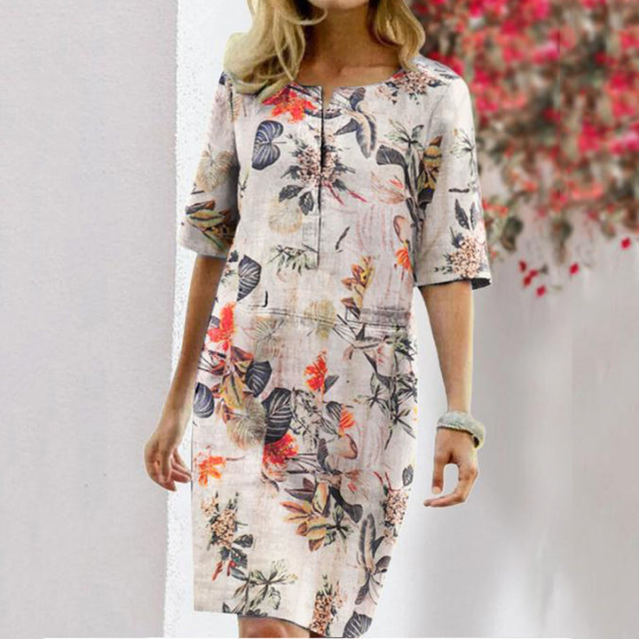 Chic Women's Tropical Print Shift Dress