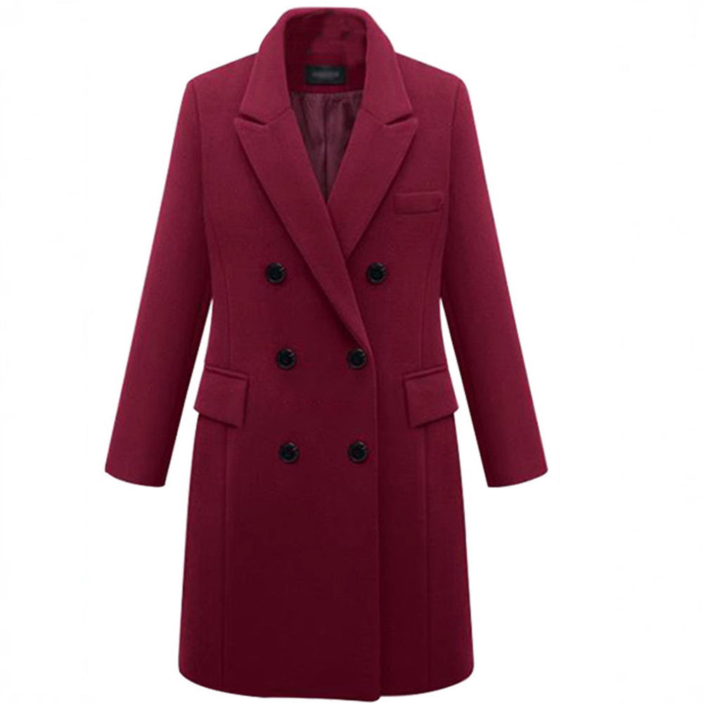 Elegant wool coat for women with double-breasted buttons and pockets Amarae
