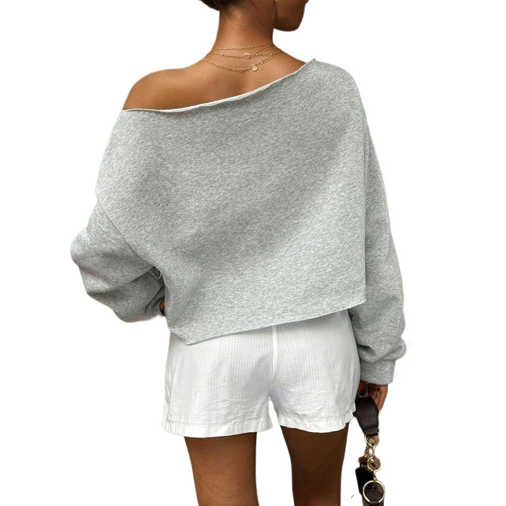 Sweat-shirt surdimensionné pour femmes avec un design à épaules dénudées et une douce doublure en polaire intérieure Chic & Stil