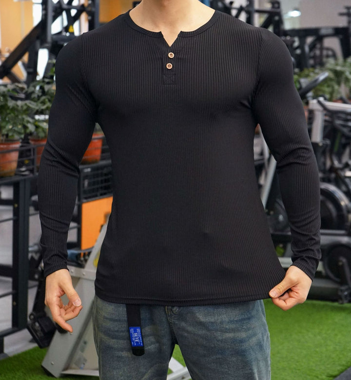 Long sleeve shirt for men with textured design and button placket Lune London