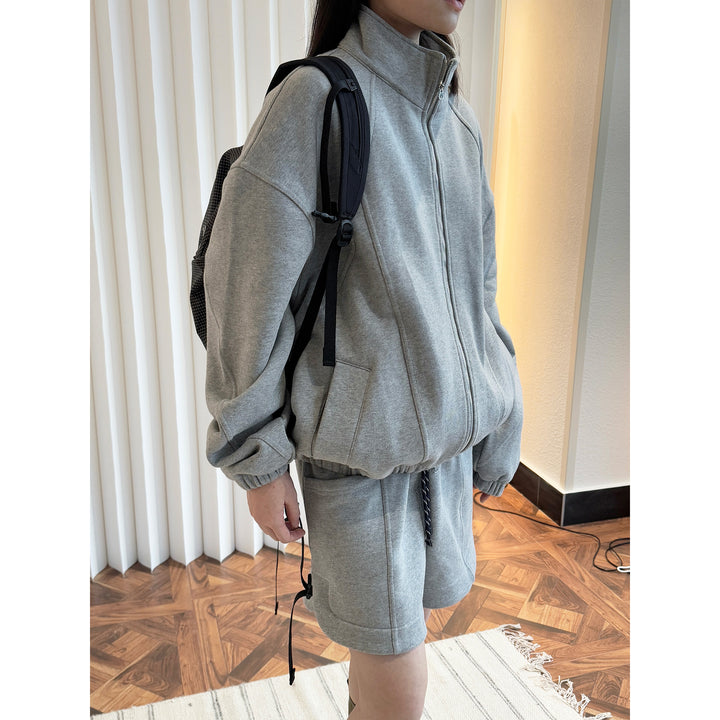 Women's Lounge Set consisting of sweatshirt with stand-up collar and drawstring shorts Amarae