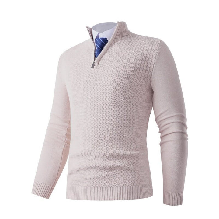 Men's knit sweater with modern high collar and structured design Lune London