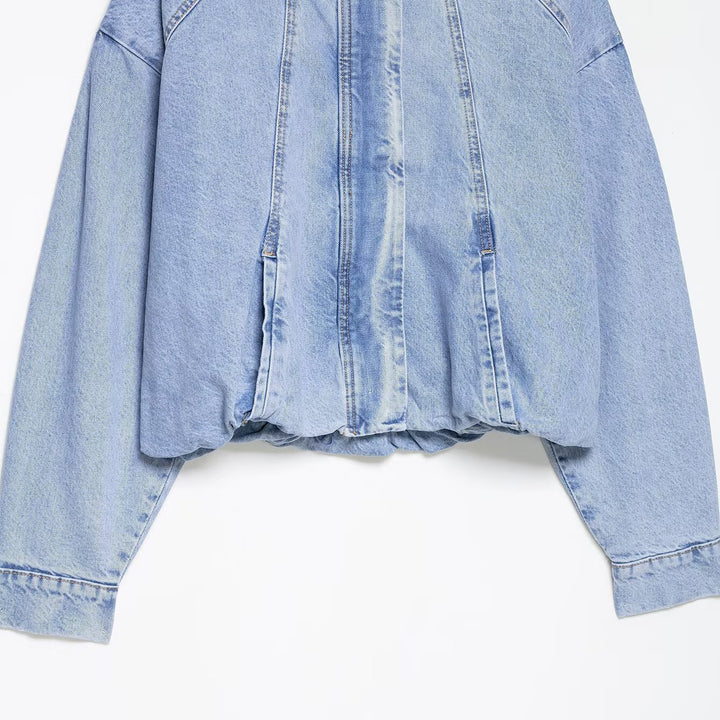 Women's Oversize Denim Blouson with high standing collar and elastic hem Amarae