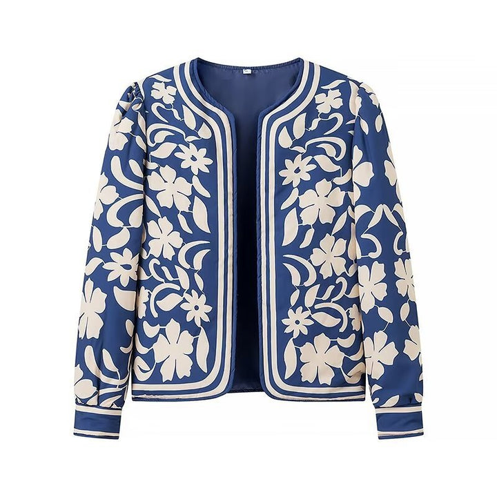 Women Embroidered Quilted Transition Jacket without Collar Amarae