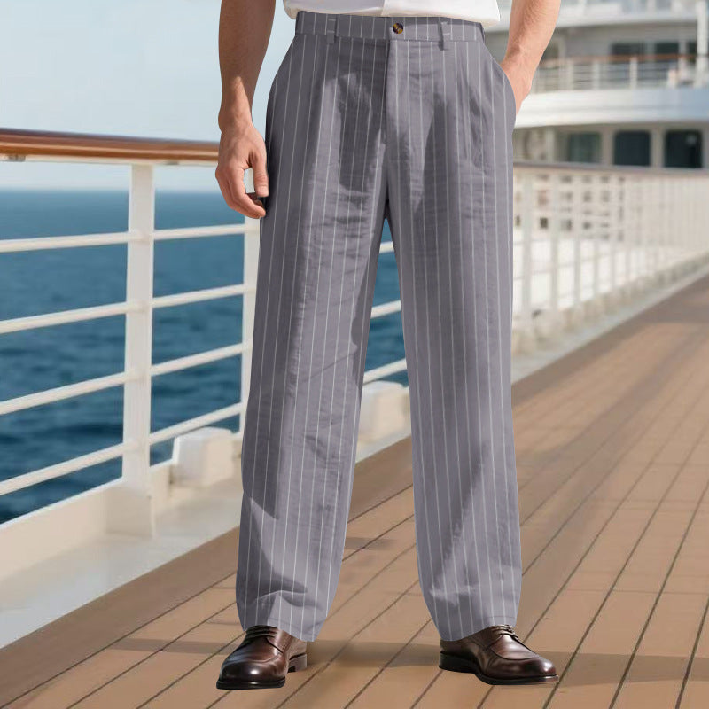 Men's elegant suit trousers with fine stripes Amarae