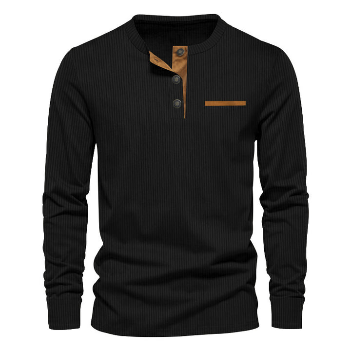 Long sleeve shirt for men with ribbed design and button placket Amarae
