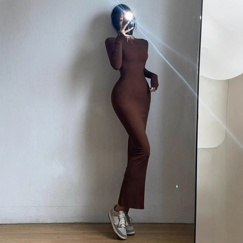 Amarae fitted long dress with long sleeves for women