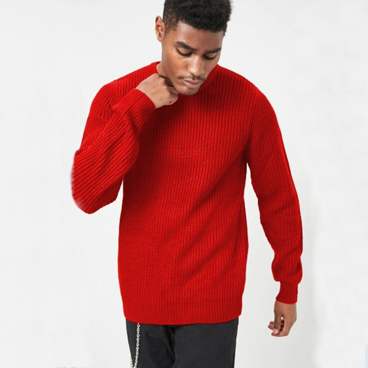 Raw knit sweater for men with textured pattern and round neck Chic and Style
