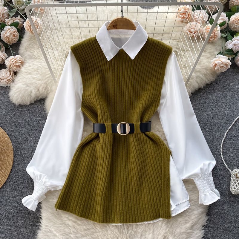 Robe en tricot pour femmes avec un look de blouse élégante Chic & Stil