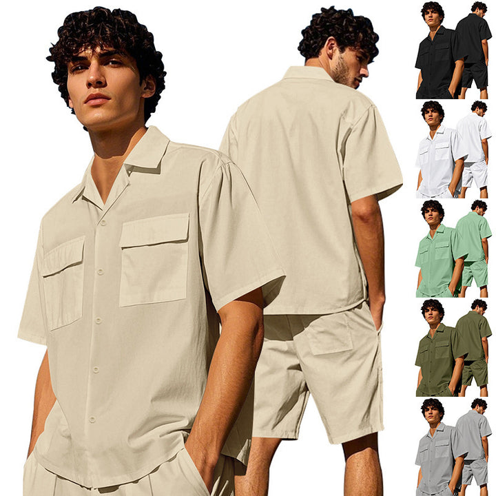 Men's casual short sleeve shirt and chic shorts