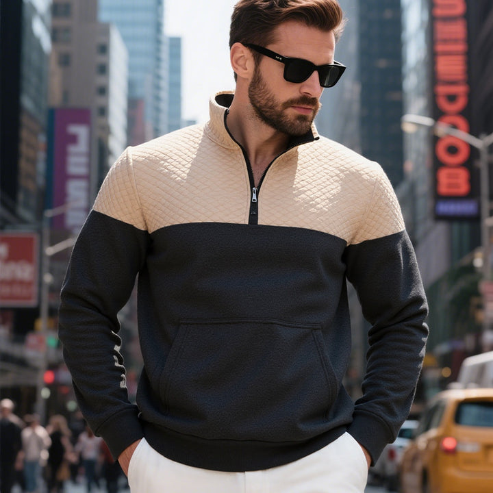 Men's hoodie with zip and textured outer material Chic and style