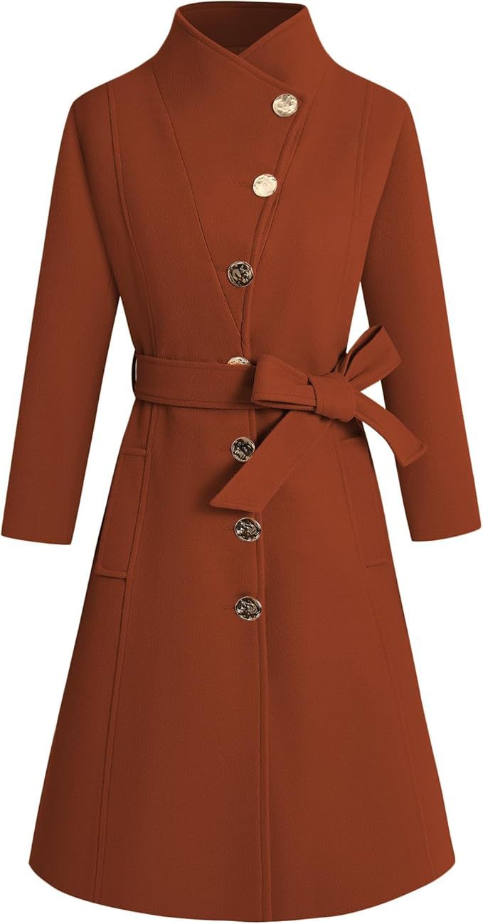 Elegant wrap coat for women with an original collar and a chic and stylish belt