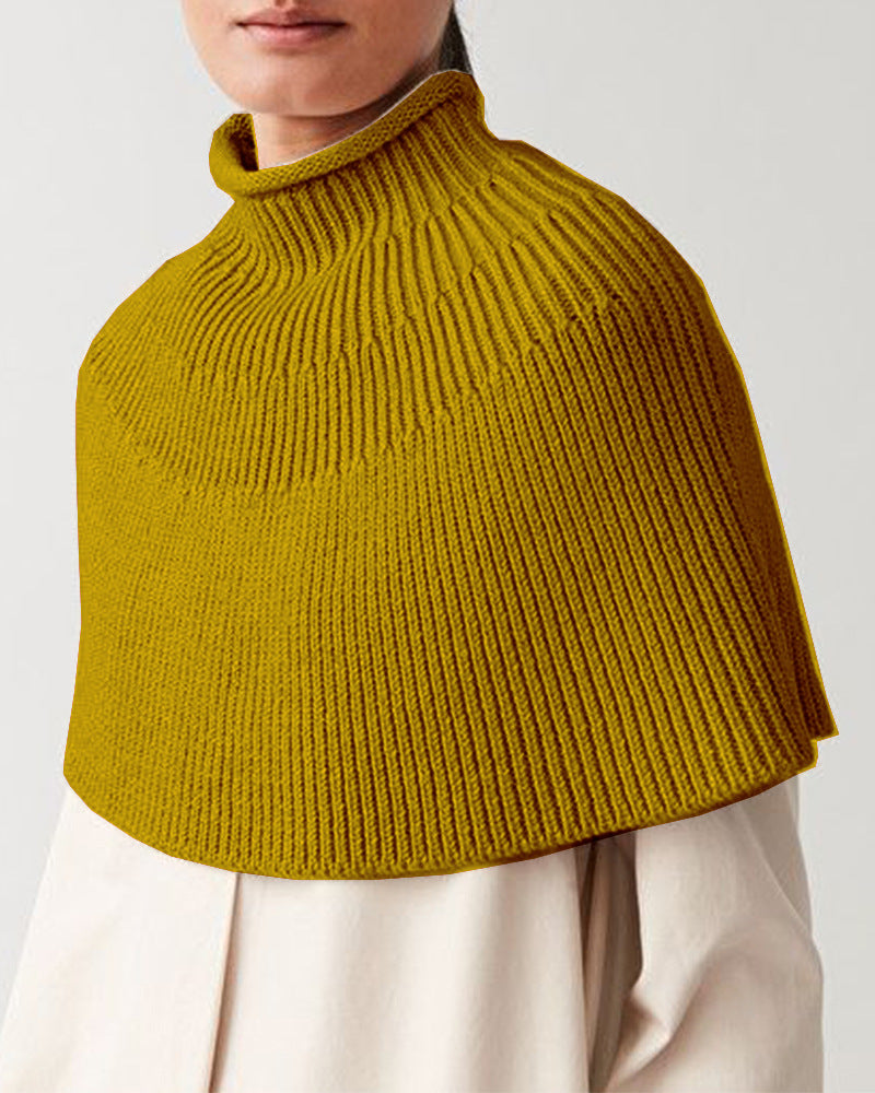 Women knitted cape with high collar Lune London