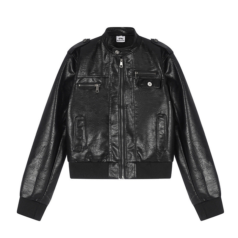 Men's Leather Look Bomber Jacket Amarae