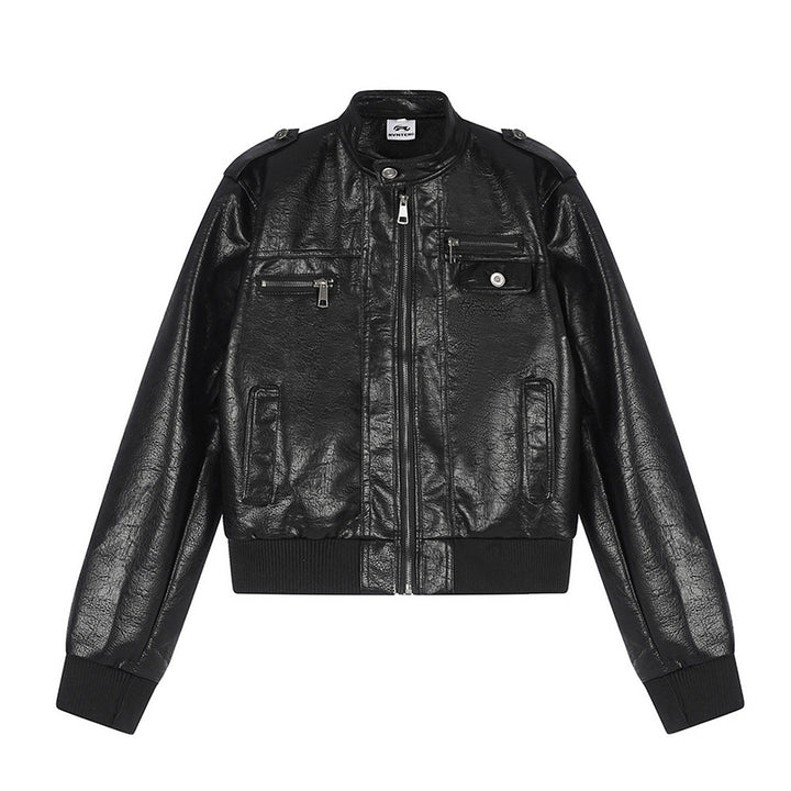 Men's Leather Look Bomber Jacket Amarae