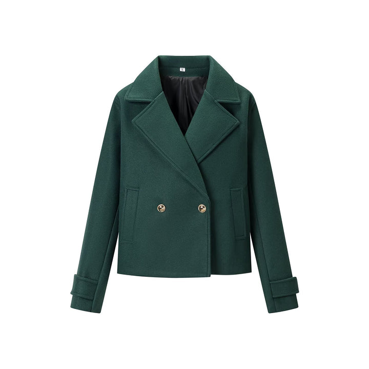 Ladies Short Peacoat made of wool blend with double-breasted button placket and cuff straps Amarae