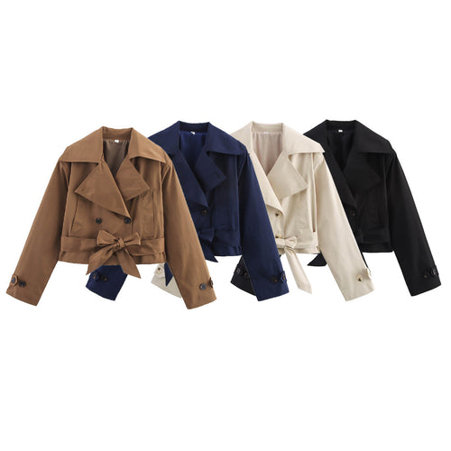 Short trench coat for women with an elegant waist and practical pockets Amarae