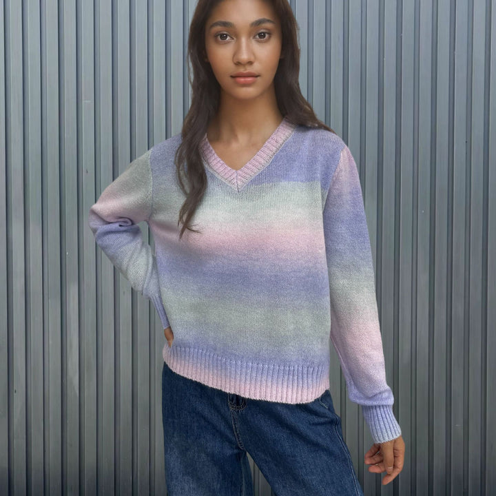 V-neck sweater with gradient for ladies Lune London