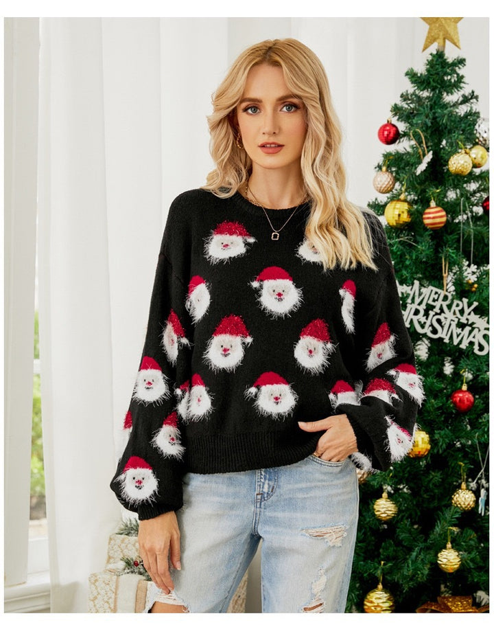 Comfortable sweater for women with Santa Lune London Christmas pattern