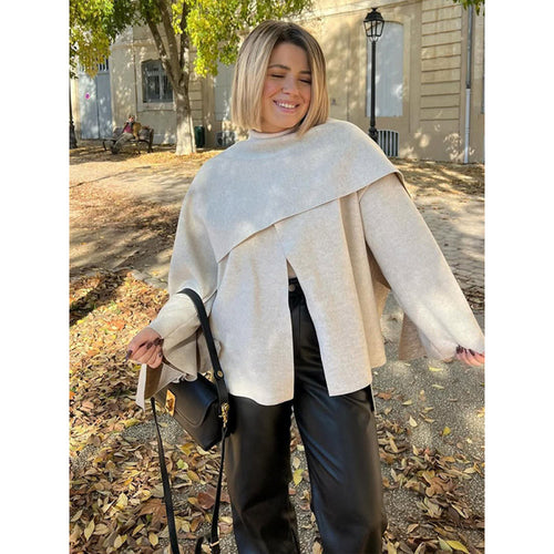 Generous size pullover for women with draped Amarae