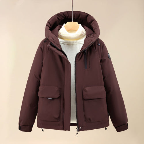 Ladies Insulated Outer Jacket with Oversized Hood and Practical Pockets Amarae