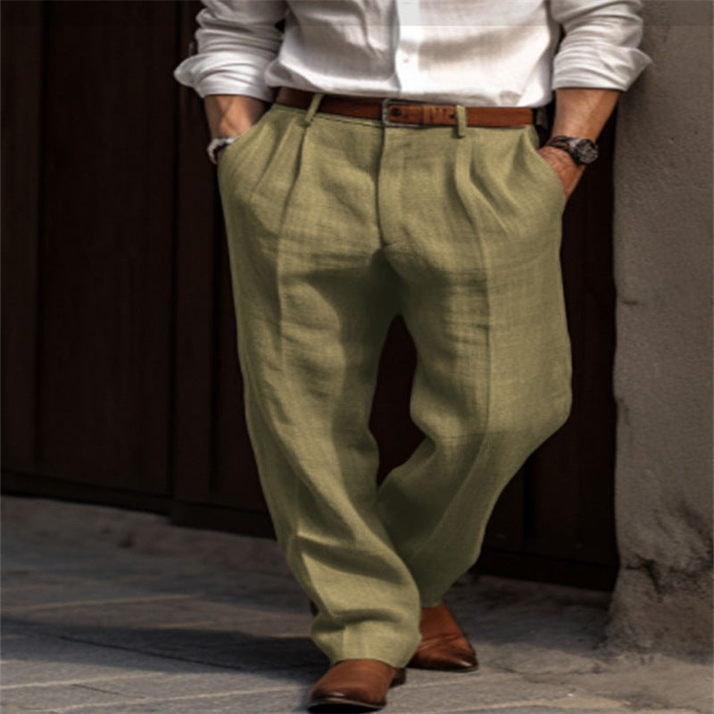 Men's Elegant Linen Trousers with Straight Leg Lune London