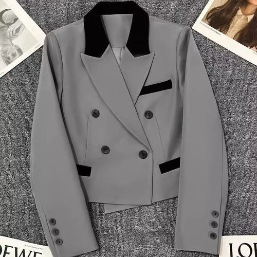 Veste blazer cropped à double boutonnage tendance pour femmes Chic & Stil