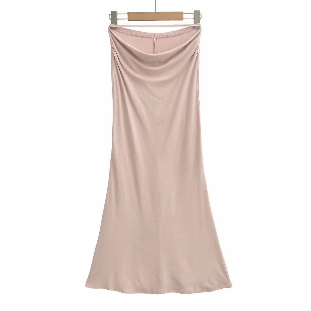 Women's One-Shoulder Two-Piece Set with Ruched Crop Top and Fitted Maxi Skirt Amarae