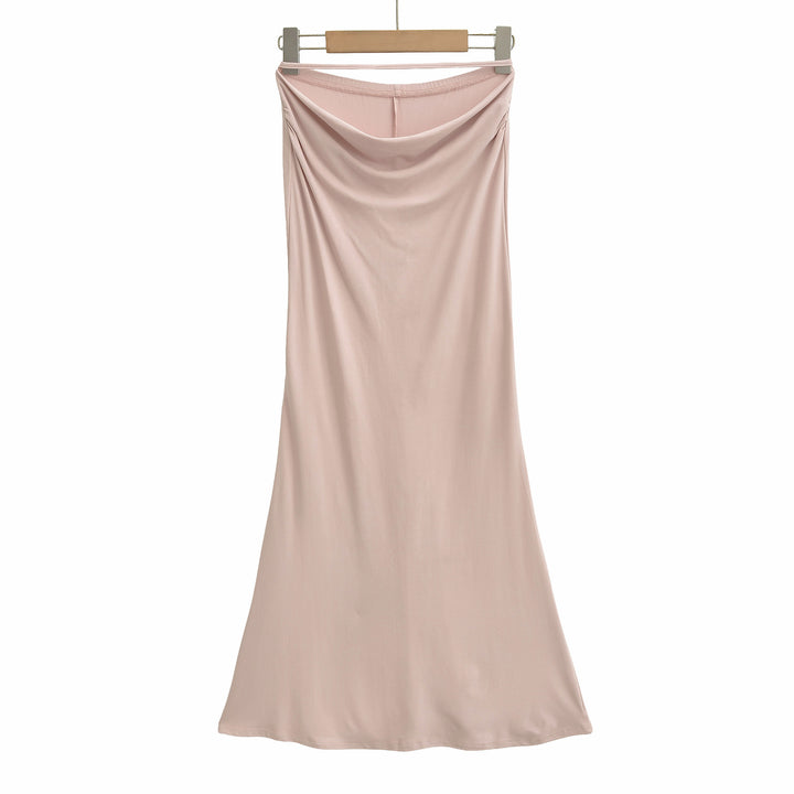 Women's One-Shoulder Two-Piece Set with Ruched Crop Top and Fitted Maxi Skirt Amarae