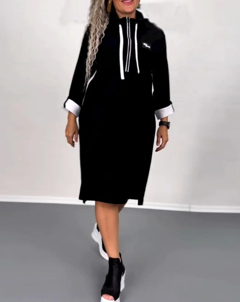 Robe sweat femme avec poches latérales et contraste de couleurs tendance Chic & Stil